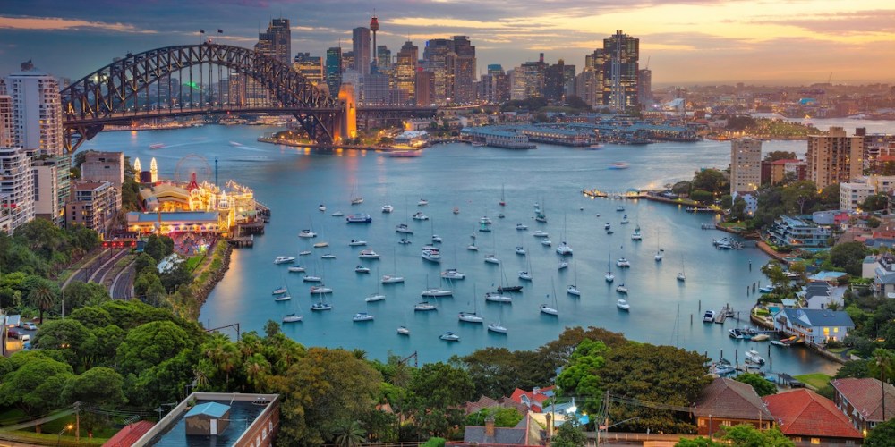 Sydney, Australia, Harbour Bridge during sunset
